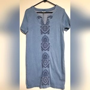 S/M Westport Blue Denim Embroidered Dress